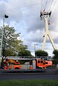 Koelner Seilbahn Gondel blieb haengen Koeln Linksrheinisch P695